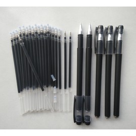 30 Pcs Black Pen Refills and 5 Pcs Gel Pens Black,Gel Pen Refills Set Kit,Ink Pen Refills with 5 Gel Ink Pens,0.5 mm Fine Point Pen,Work Pen Smooth Writing for Office.(Black)