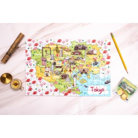 Terra Puzzles Tokyo Map Wooden Jigsaw Puzzle 152 Piece, 15x10 inches