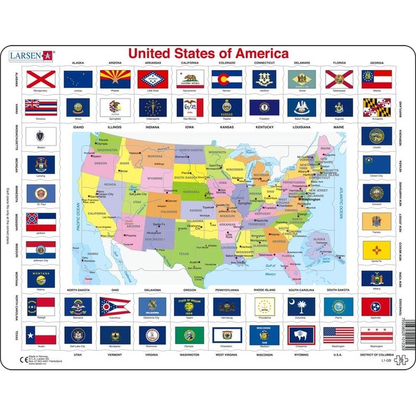 Larsen Puzzles United States of America State Flags 70 Piece Children's Educational Jigsaw Puzzle
