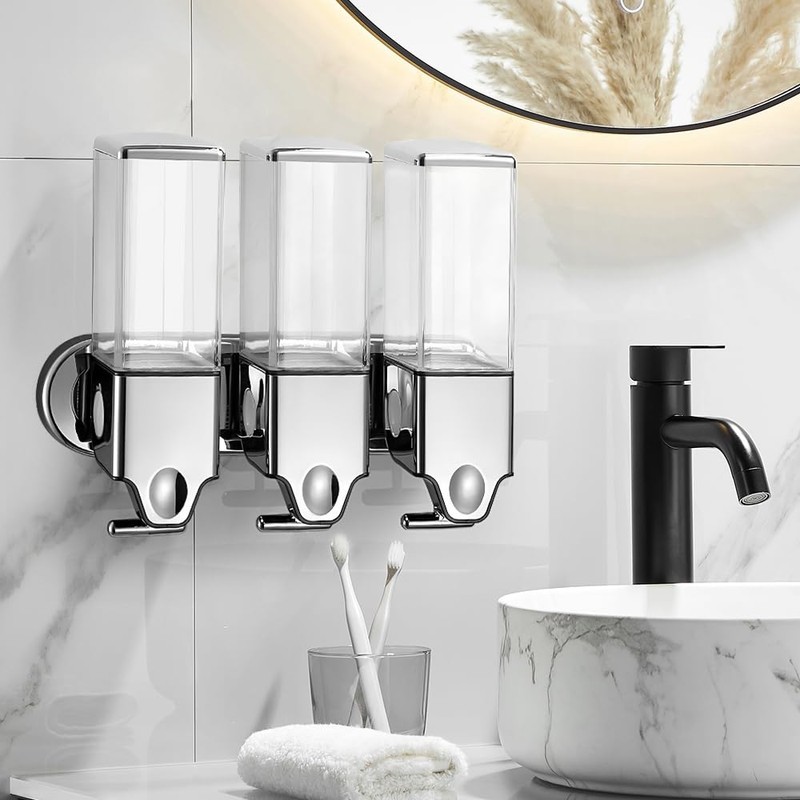 No-Drill 3 Pack 500ml Wall Mounted soap Dispenser for Bathroom