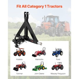 VEVOR 3 Point Trailer Hitch 2 in Receiver, 3pt Quick Hitch Attachment with 3 Trailer Balls, Tractor Tow Drawbar Adapter, Compatible with Kubota, Mahindra, Ford, Yanmar, John Deere, Massey Ferguson