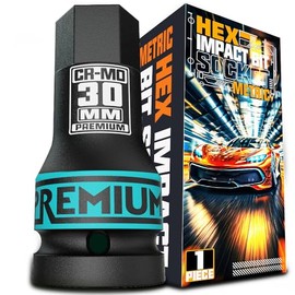 Aiourx 3/4" Drive Hex Bit Metric Socket H30 mm, Premium Cr-Mo Steel, for Installing, Dismantling Wheel or Axle Nuts