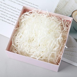 TSHAOUN 100 g Raffia Hamper Shreds, Shredded Tissue Paper Filling Material, Gift Filling Paper Shredded for DIY Party Hamper Filling and Gift Packaging for Gift Box Decorations (White)