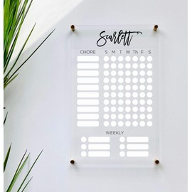 Large Clear Acrylic Chore Chart for wall | Dry-Erase Message White Board Calendar Wall Mounted Office Home Family Organization Tools Must Haves School Kids Adult Mom Teen Monthly Weekly ADHD Tools