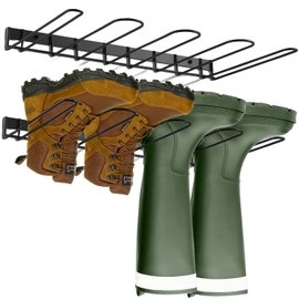 Plowatxi 8 Pair Boot Rack Wall Mount for Entryway Garage Mudroom Closet Indoor Outdoor - Wader Hangers for Drying Fishing Rain Hiking Tall Cowboy Boots - Boot Hanger Holder for Storage Organizer