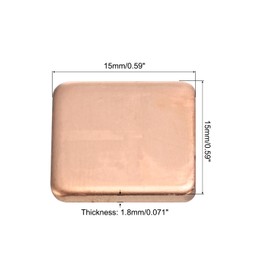 MECCANIXITY Heatsink Copper Pad Shim 15mm x 15mm x 1.8mm Thermal Conductive Heat Sink for Electronic Chip Cooling Pack of 12