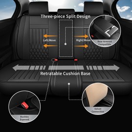 FaiFani Car Seat Covers Full Set, Faux Leather Seat Covers, Car Seat Protectors Waterproof Anti-Slip, Truck Seat Covers Fit for F150 F250 F350 F450 Ram 1500 2500 3500 Tundra, Black