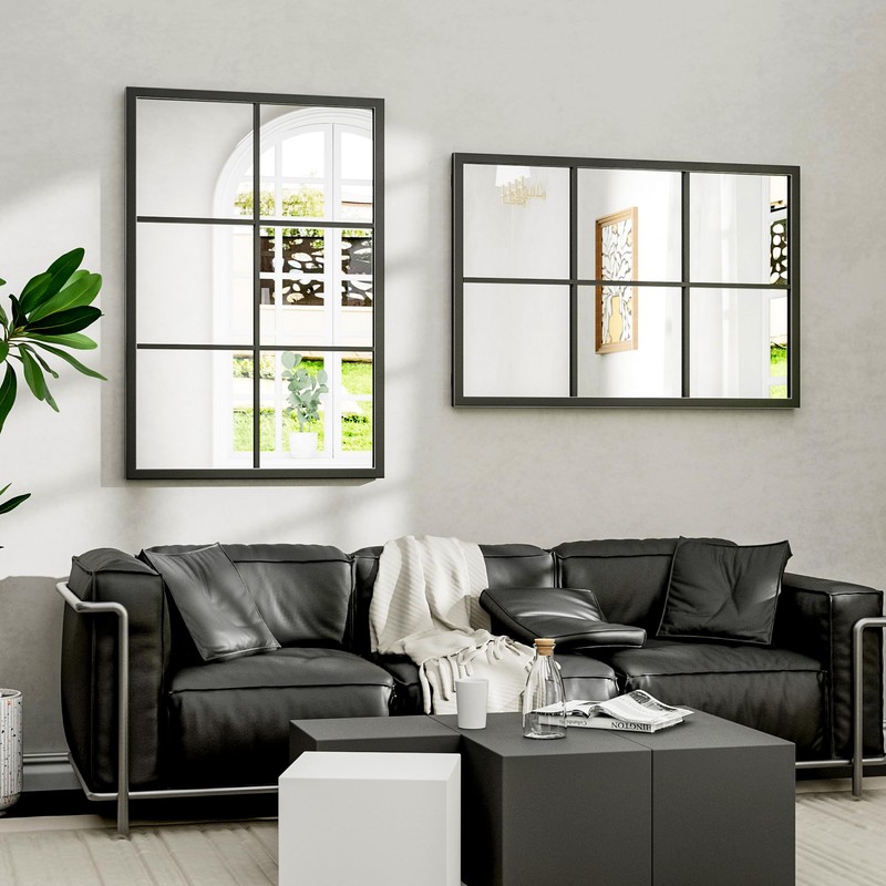 Dewfig Rectangle Wall Mirror, Window Mirror Wall Mounted, 24"x36"in Window