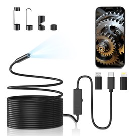 Colofree Fiber Scope, 2 Megapixels, Endoscope Camera, Microscope, 1920P, HD IP67 Waterproof, 8 Pieces High Brightness Dimmable LED, USB Type-C Lightning Connection, Microscope, Compatible with iOS/Android, No Electricity Required, No WIFI, For Home Use, 