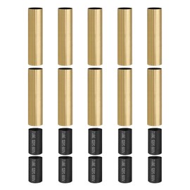 PATIKIL 3.5" Tall Candle Covers Sleeves, 10Pcs Metal E12 Chandelier Socket Sleeves with Insulation Heat Shrinkable Flame Retardant Tube Bulb Light Base Holder for Lamps, Golden