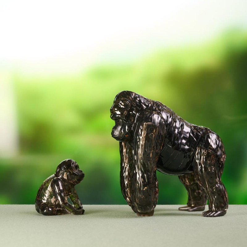 Crystal Puzzle | 3D Gorilla Pair | Transparent Design |