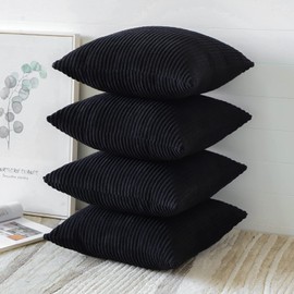 Sungeek Set of 4 Corduroy Cushion Covers, 45 x 45 cm, Decorative Cushion Covers, Soft Cushion Cover, Decorative Cushion, Sofa Cushion, Couch Cushion, Decorative Cover for Sofa, Bedroom, Living Room