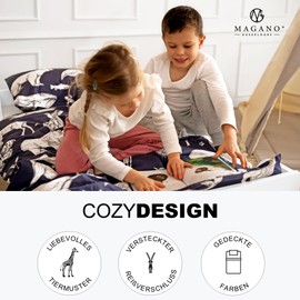 Magano® Children's Bed Linen, 100 x 135 cm, Blue, Bamboo & Cotton Satin, 400 TC Luxury Quality, Hypoallergenic, Baby Children's Bed Linen, Boys and Girls, Duvet Cover 100 x 135 cm + Pillowcase 40 x 60