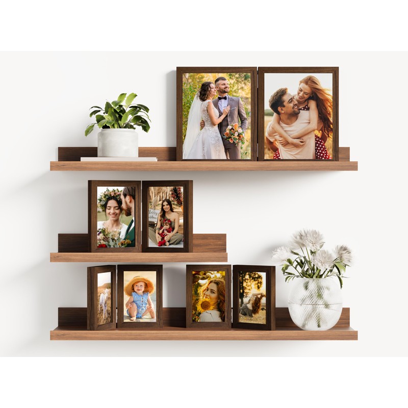 decorUhome Double 5x7 Picture Frame Vertical, Engineered Wood Bifold Photo