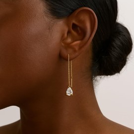 Threader Earrings Gold Dangle Earrings for Women Trendy Dainty Long Chain Earring Hypoallergenic Dangling CZ Threader Earring Jewelry Gifts