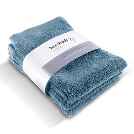 herzbach home Guest Towels Set of 3, 30 x 50 cm (Grey Blue) - High Quality, Soft & Absorbent Guest Towels in Premium Quality - 100% Natural Cotton