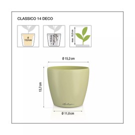 LECHUZA Classico Color 14 Deco 16680 Table Pot Matte Surface Diameter 15 x 13.5 cm Sand Brown