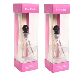 Aromatherapy Set of 2 Rose Floral Petals Scented Reed Diffuser 100 Milliliter. Each Refill and Reed Stick. Ideal Gift for Wedding Day Reiki Meditation Bathroom Settings O9