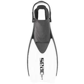 Seac Sprint, Adjustable Snorkeling Fins with Rubber Strap, for Men, Women and Children, White