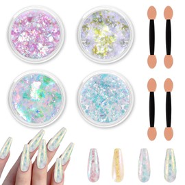 Allstarry 4 Colors Chameleon Flakes, 5g/0.18oz Premium Sparkle Colorshift Pigment Powder for Epoxy Resin Slime Tumbler Making DIY Project Scrapbook Makeup Nail Art Paint Decoration