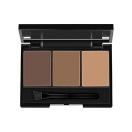 Brow Powder Kit,Long-Lasting Waterproof Three Colors Brow Filler Get Full Defined Natural Brows,Eyebrow Contour Palette with Eyebrow Brush and Mirror (02# Dark Brown & Gray & Light Brown)