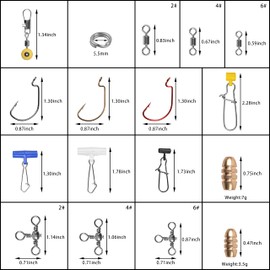 SHADDOCK 130pcs Fishing Swivel Snap Kit Included Jig Hooks Brass Copper Weights Barrel Ball Bearing Fishing Swivel Snaps Board Slider Split Rings Fishing Equipment Set