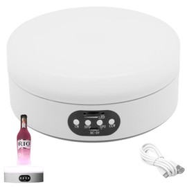fotoconic Glowing LED Motorized Rotating Display Stand, 6.3"/16cm Rotary Turntable for Wine, Collectible, Artwork Sculpture, Bottle Product Display 360 Photography