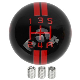 Akozon 5 Speed Gear Shift Knob for Manual Transmission Replacement Shifter Lever Stick Head Knob for Ford Models from 1967 to 2018 (Black Red)