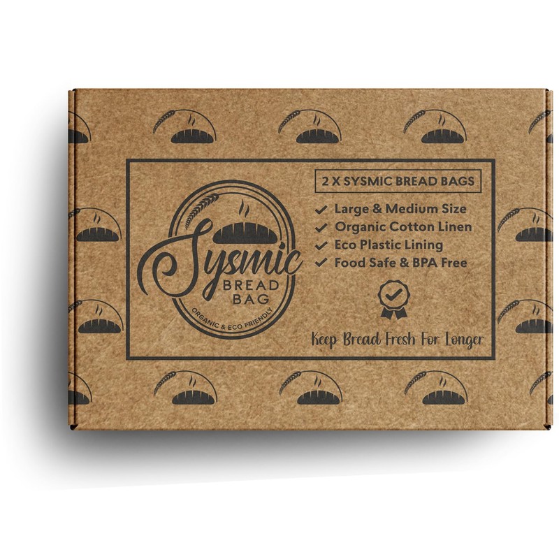 2 X Reusable Plastic Lined Bread Bags for Homemade Bread