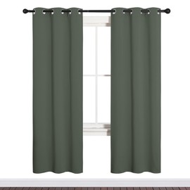 NICETOWN NICETOWN Thermal Insulated Curtains Blackout Draperies, Window Treatment Solid Grommet Room Darkening Drape Panels for Bedroom (Dark Mallard, Set of 2, 34 by 72 inches Long)