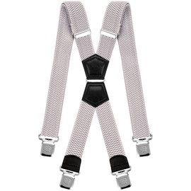 Decalen Mens Braces X Style Very Strong Clips Adjustable One Size Fits All Heavy Duty (Silver), One Size - Long