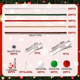 WANDIC Craft Pipe Cleaners, Christmas Chenille Stems Pipe Cleaners Multi-Colored Pipe Cleaners DIY Supplies Christmas Headband for Festival