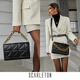 Scarleton - Bolsos cruzados para mujer, bolso de hombro acolchado, bolsos ligeros de cadena dorada para mujer, bolso cruzado, H2089, Negro I, L