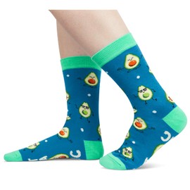HAPPYPOP Avocado Gifts for Avocado Lovers, 2024 Funny Socks for Women Men, Novelty Avocado Fruit Socks, Blue