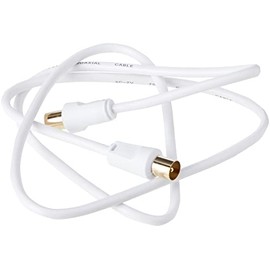 CDL Micro 1 m Gold Plated TV Aerial Cable (M-M) with Adapter (F-F) - White