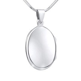 SILVEGO Women's Pendant 925 Sterling Silver Locket Oval Opening 20 x 27 mm, Silver