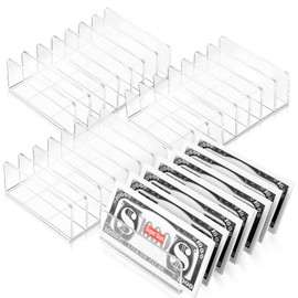 Geetery 4 Pcs Acrylic Cash Tray for Cash Stuffing Mail Sorter Organizer Clear Desk Envelope Organizer for Sorting Mail Envelope Bill Business Card Eyeshadow Palette(7 Slot)