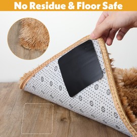 oruola 12pcs Rug Non Slip Grips, Tape for Rugs to Stay in Place, 3.9 x 3.9 in Carpet Corners to Hold Rug in Place, Double Sided Adhesive Rug Corners Grippers Keep Corners Flat Hold Rug Down