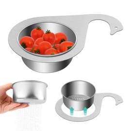 Stainless Steel Swan Sink Strainer Basket, Multi-Functional Removable Quick Drain Kitchen Tools, Faucet Hanging Filter Basket Corner Sink Strainer for Fruit Vegetable(Silver)