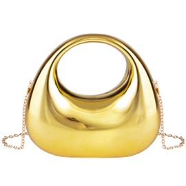 YYW Acrylic Evening Clutch Purse Moon Shape Unique Transparent Evening Handbag, Gold-small Size, One Size