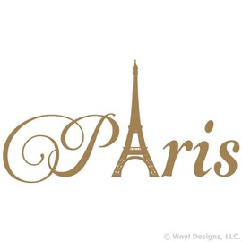 Paris Eiffel Tower Vinyl Wall Decal Sticker Art, Home Decor, Metallic Gold (Matte)