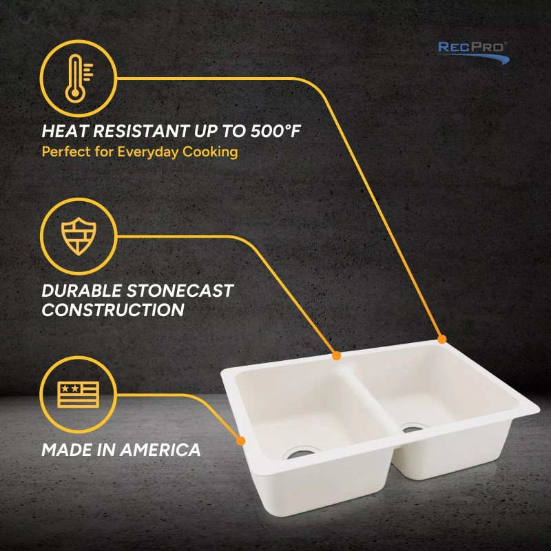 RecPro RV 27" X 16" Double Basin Undermount Kitchen Sink