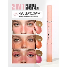 Anglicolor 2 En 1 Pecas De Pecas Y Rubor LíQuido Maquillaje,Freckle Pen Realista Natural,Impermeable,Quick-Dry Duradero,Regalos Para Mujeres,Para Festivales Y Carnavales (03Dark Brown+Plum Rose)