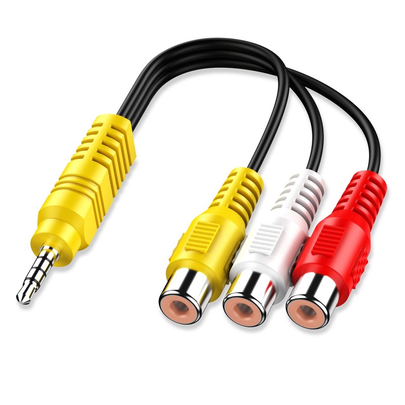 3.5MM to 3 RCA Cable ，Video AV Component Adapter Cable