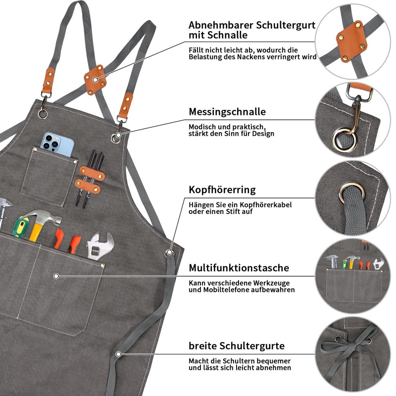 KOOOGEAR Multifunctional Canvas Apron, Work Apron, Welding Apron, Grill Cooking