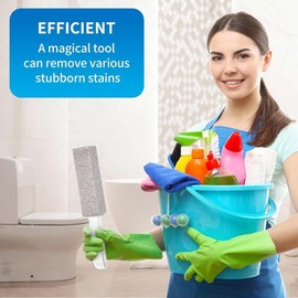 Pumice Stone for Toilet Bowl Cleaning,Scouring Stick with Handle,Powerfully Away Limescale Stain,Hard Water Ring, Calcium Buildup,Iron,Rust.Remover for Tile Bath-tub - 2 Pack