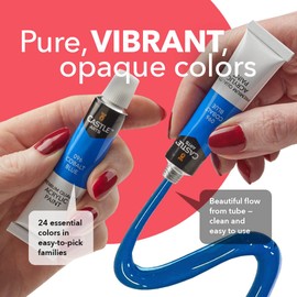 Castle Art Supplies 24 x 12ml Acrylic Paints Tubes Set for Adults Artists Beginners | A Perfect Mix of Quality and Versatility - Vivid Colours - Easy to Blend and Good Coverage on Paper Canvas Wood or Fabric