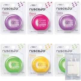 kurahooon 6pcs GC GC Floss Mint Wax 30m Assorted with kurahooon Cotton Set