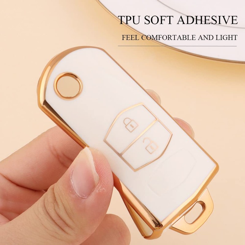 HIBEYO Flip Key Car Key Case Fits Mazda TPU Key