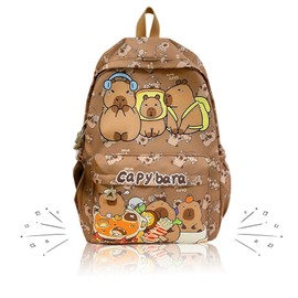 Syylqyr Capybara Bag, Capybara Backpack School Bags for Girls, Girls Rucksack Kawaii Backpack Brown Cartoon Animal School Backpack, Large Capacity Student Bookbag with Adorable Design for Kids